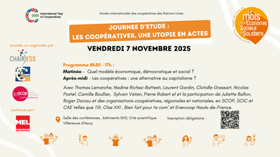 Programme 9h - 17h Matinée - Quel modèle économique, démocratique et social Après-midi - Les coopératives une alternative au capitalisme
